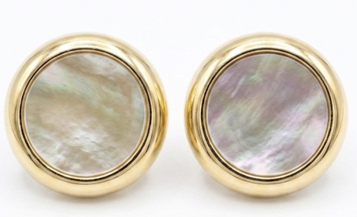Aros Círculos de Nácar  Enchapado en Oro 18K OP