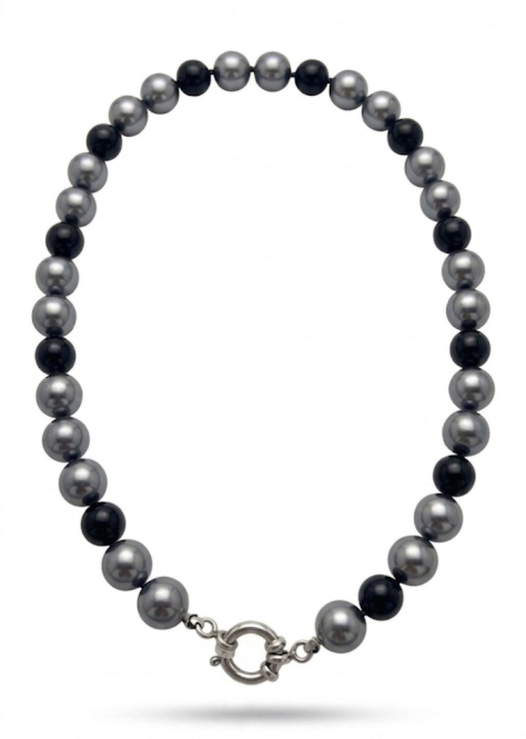 Collar Perlas 12 Color Negro/Gris 42cm