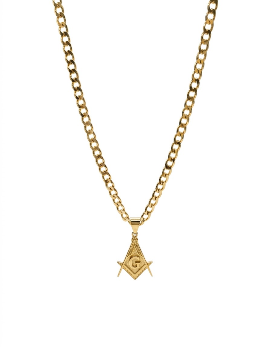 Collar Grumet + Colgante Masonico Enchapado en Oro 18k  75cm -MP-