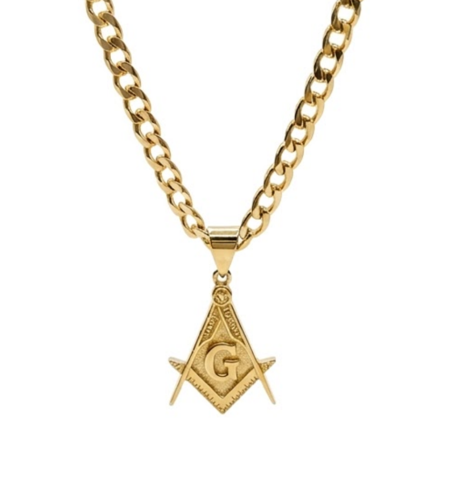 Collar Grumet + Colgante Masonico Enchapado en Oro 18k  75cm -MP-