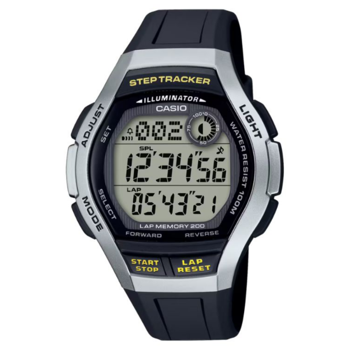 Reloj Casio Vintage WS-2000H-1A2VCF Contador de Pasos Digital 44mm -MP-