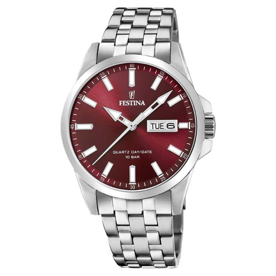 Reloj F20357/G Festina Rojo Hombre Acero Clasico 41mm -MP-
