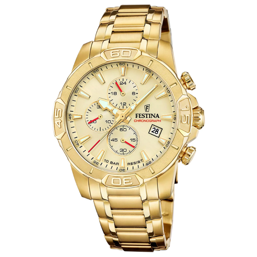 Reloj F20705/2 Festina Hombre Dorado Timeless Chronograph 44mm -MP-