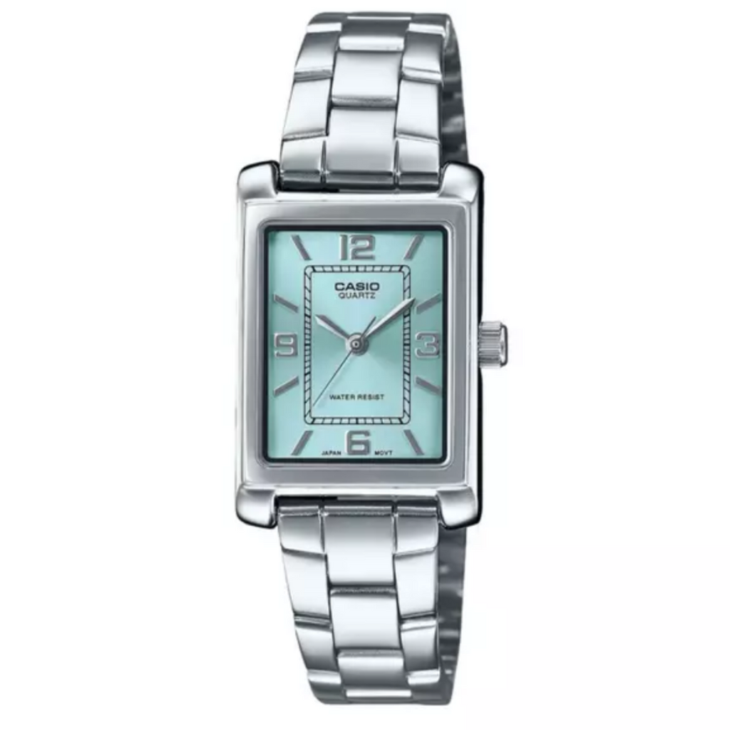 Reloj Casio Mujer LTP-1234DD-2ADF  Cuadrado Celeste 32mm -MP-