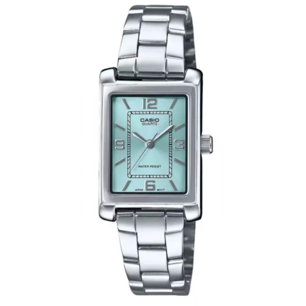 Reloj Casio Mujer LTP-1234DD-2ADF  Cuadrado Celeste 32mm -MP-