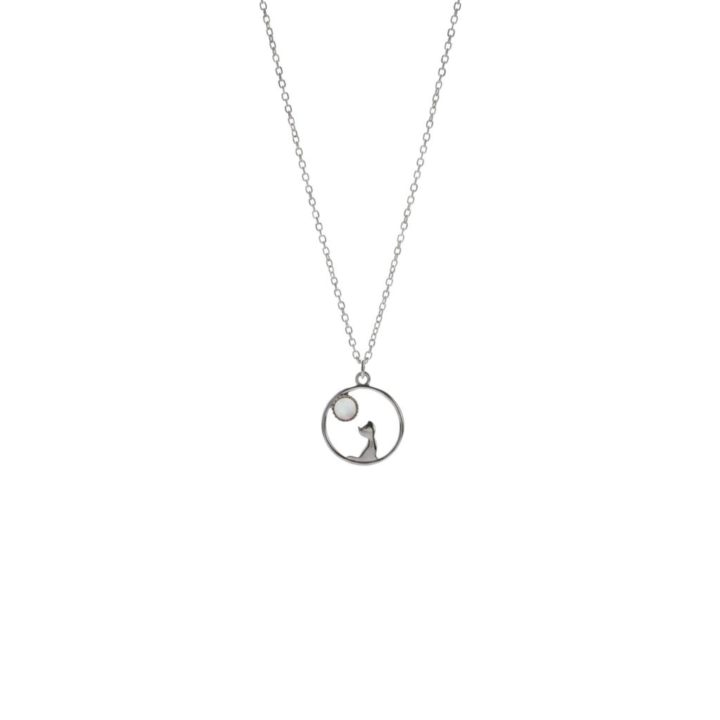 Collar Gato/Luna Nácar Plata 925