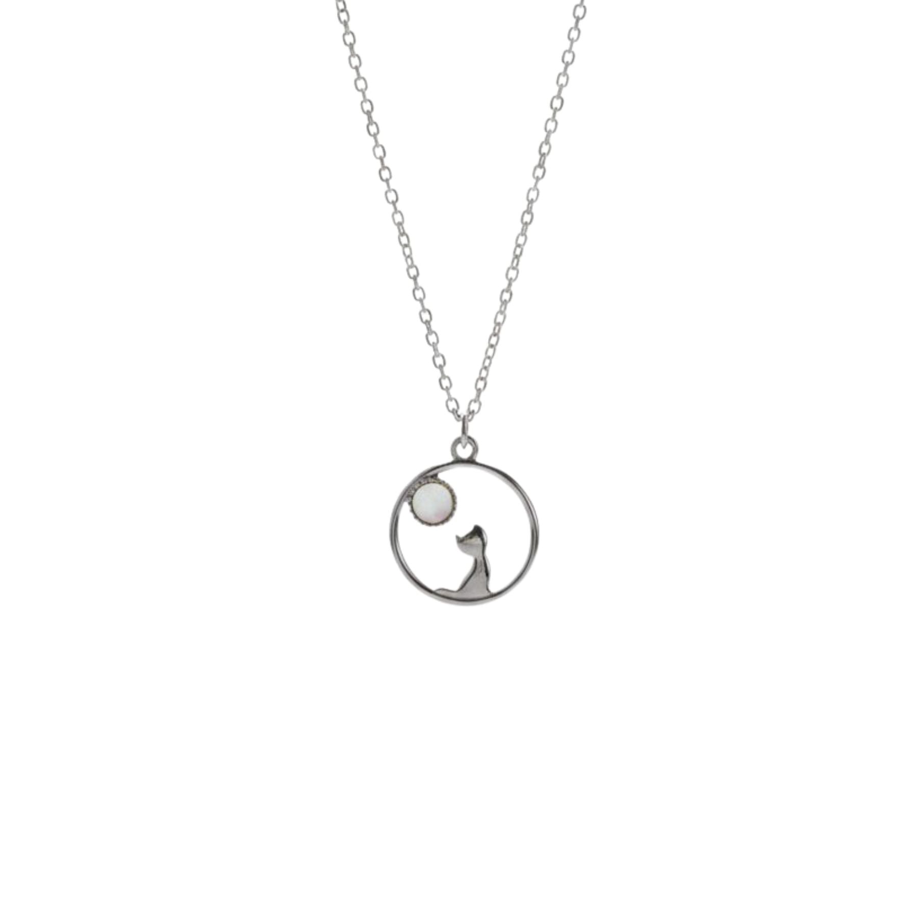 Collar Gato/Luna Nácar Plata 925