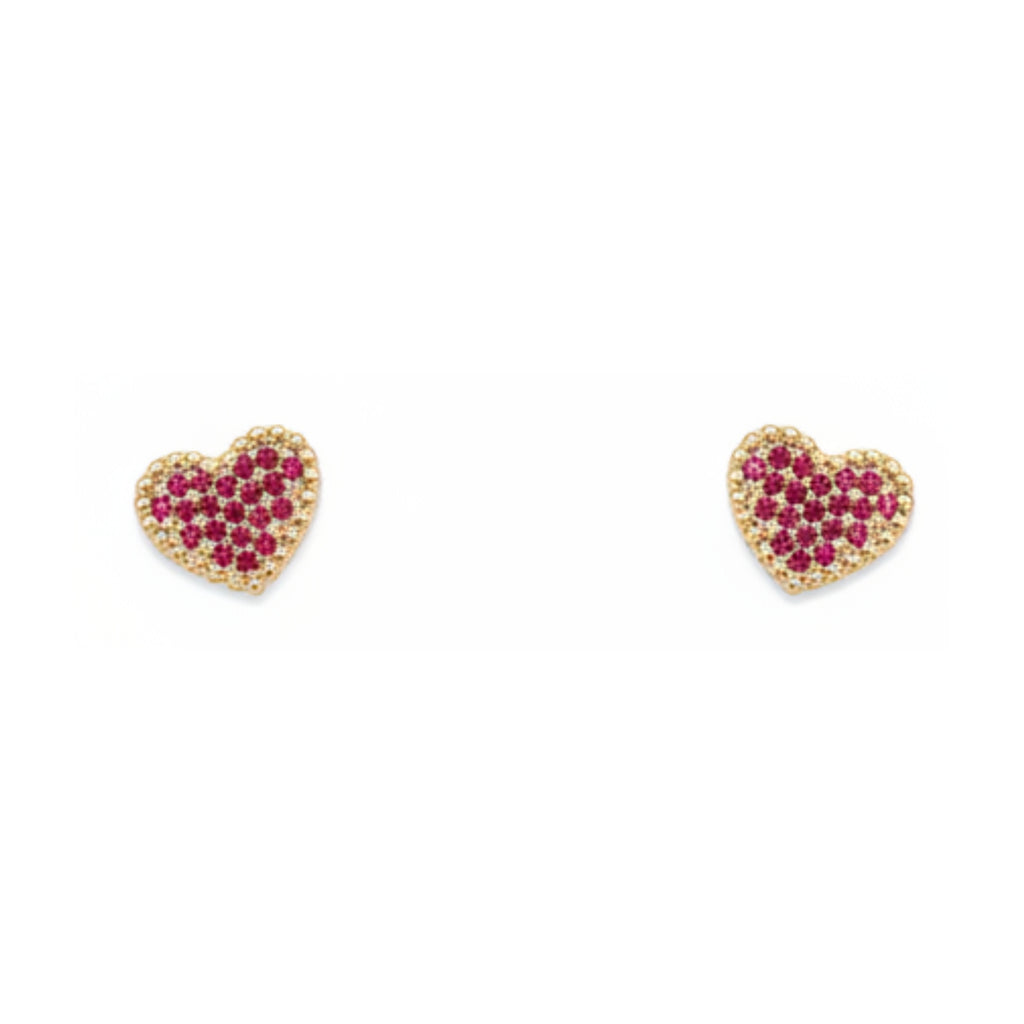 Aros + Cadena Corazones Cristales Enchapado en Oro de 18k
