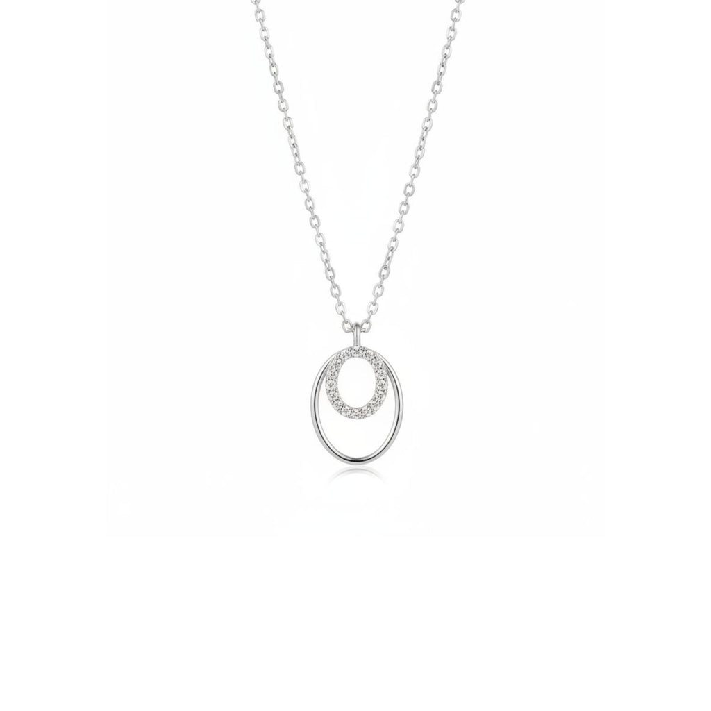 Collar Ovalado Doble con Circones Plata 925