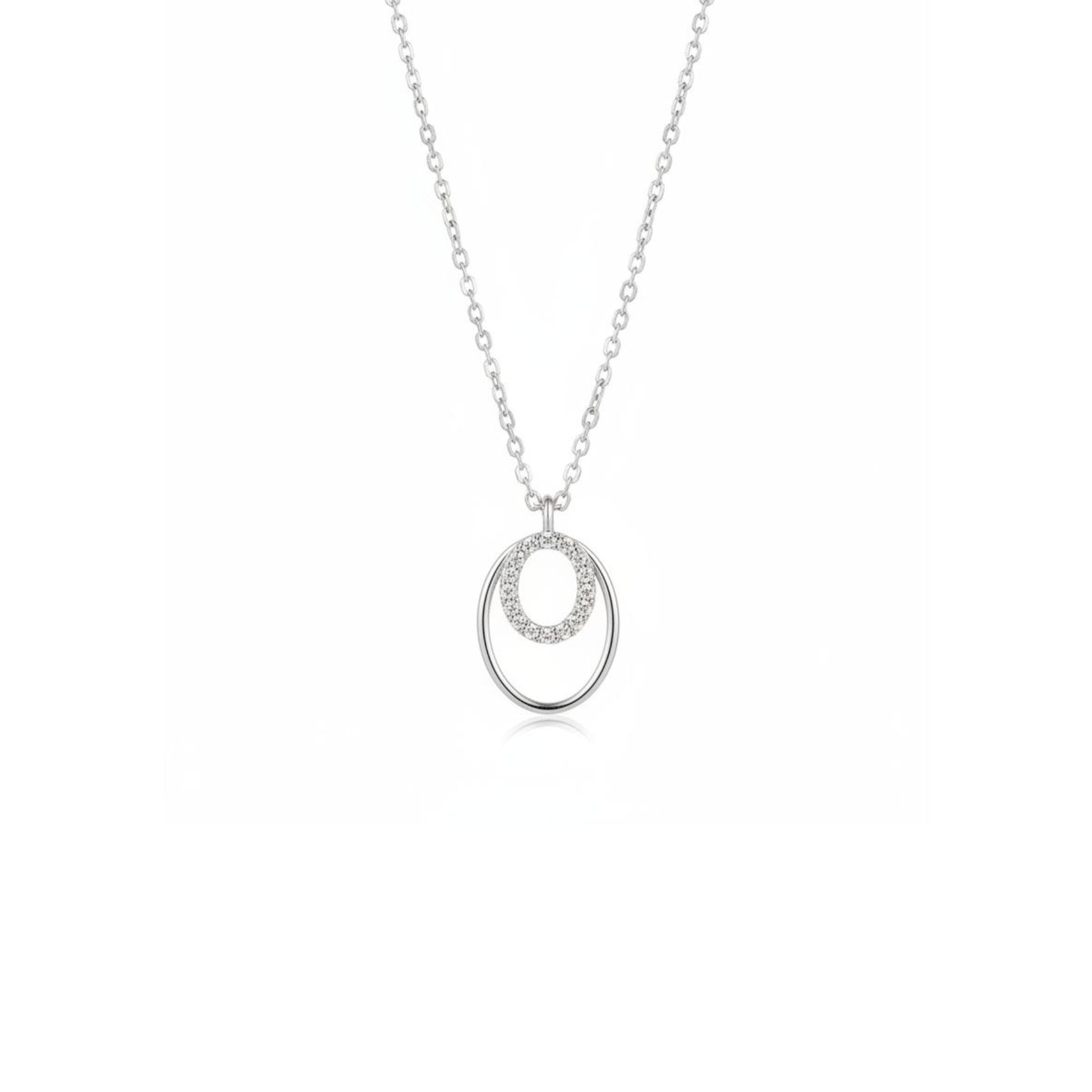 Collar Ovalado Doble con Circones Plata 925