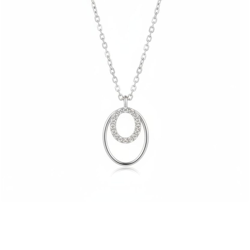 Collar Ovalado Doble con Circones Plata 925