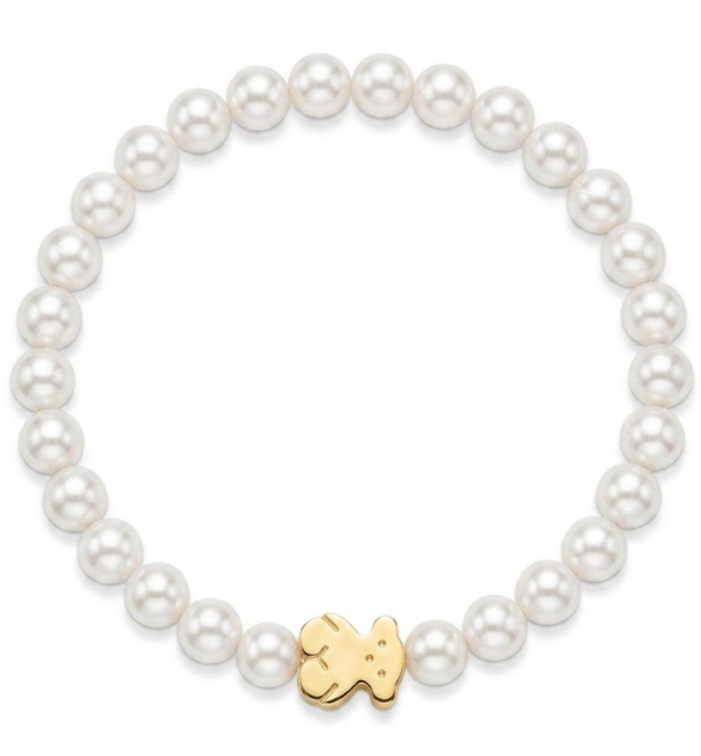 Pulsera Perlas Oso Enchapado en Oro 18k