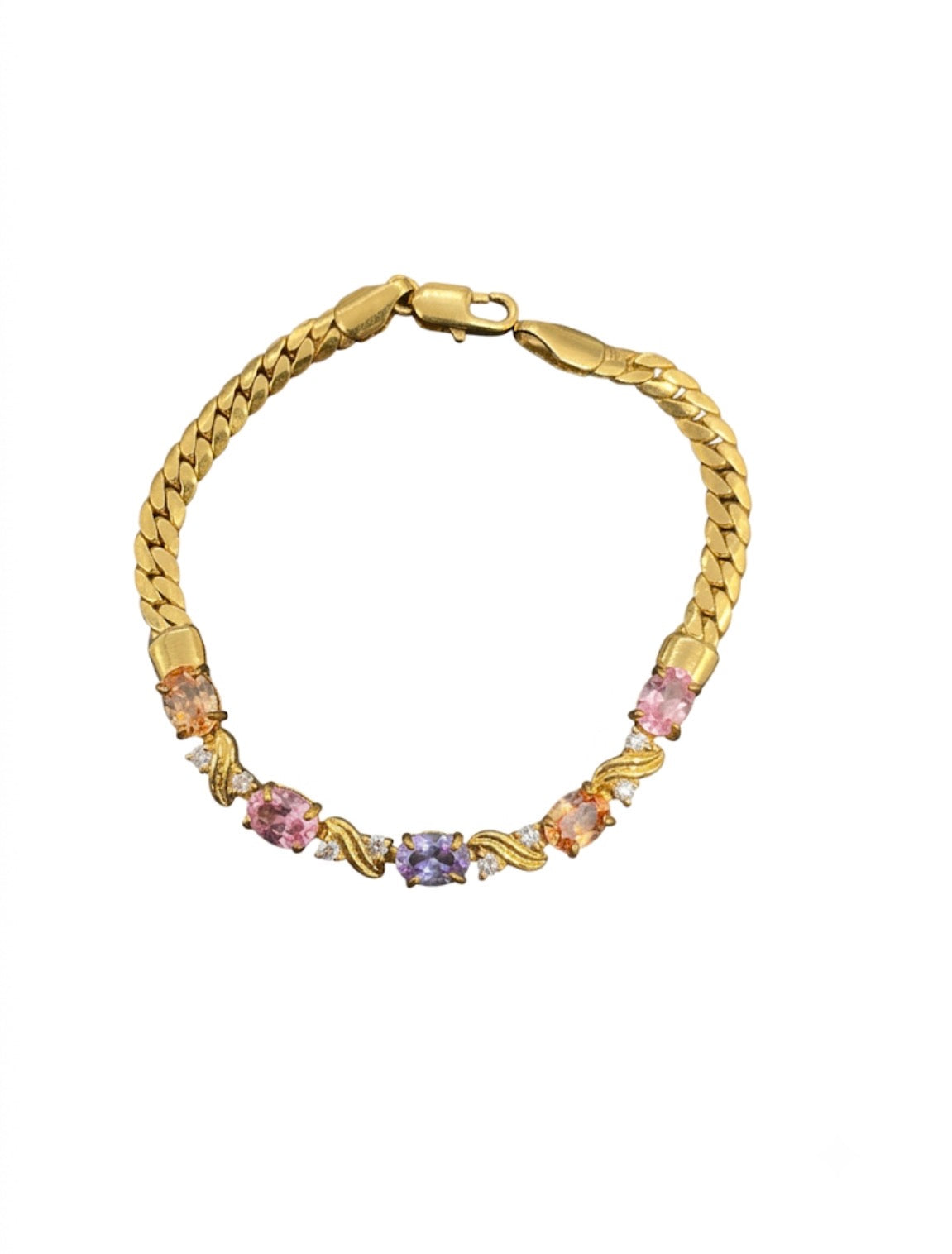 Pulsera Piedras y Circones de Colores Enchapado en Oro 18k