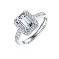 Anillo Esmeralda Halo Pavé de Moissanita en Plata 925