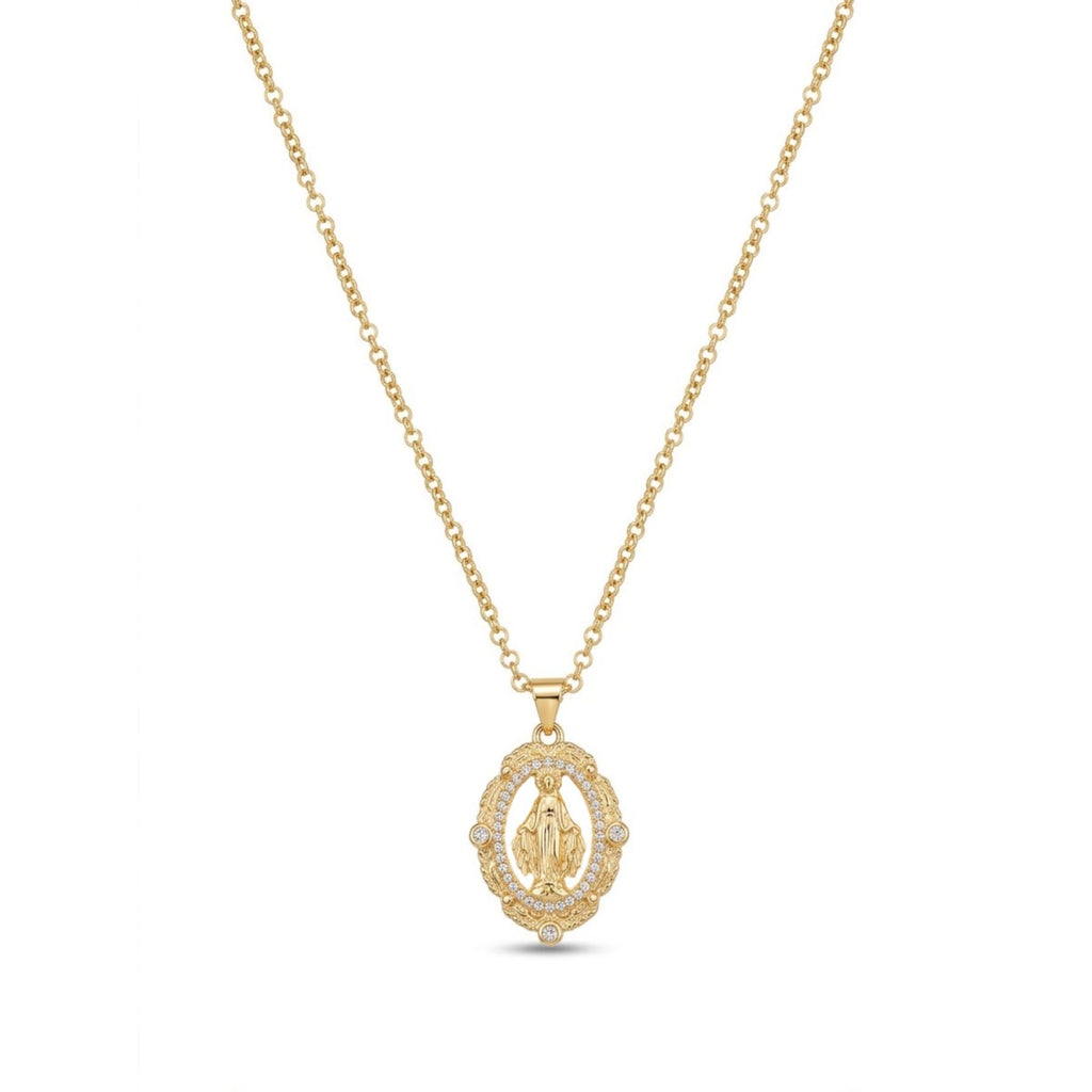 Collar Virgen Circones Enchapado en Oro de 18k