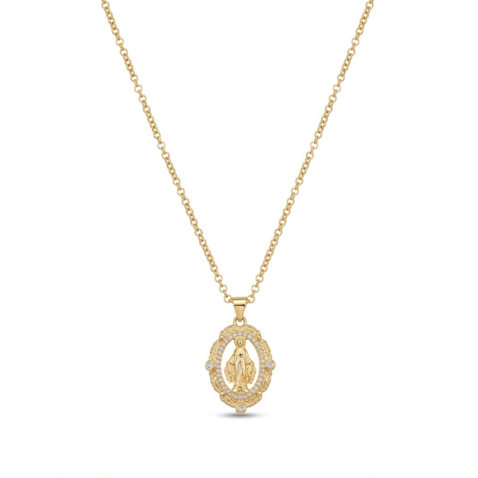 Collar Virgen Circones Enchapado en Oro de 18k