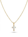 Collar Cruz Nácar Enchapado en Oro de 18k