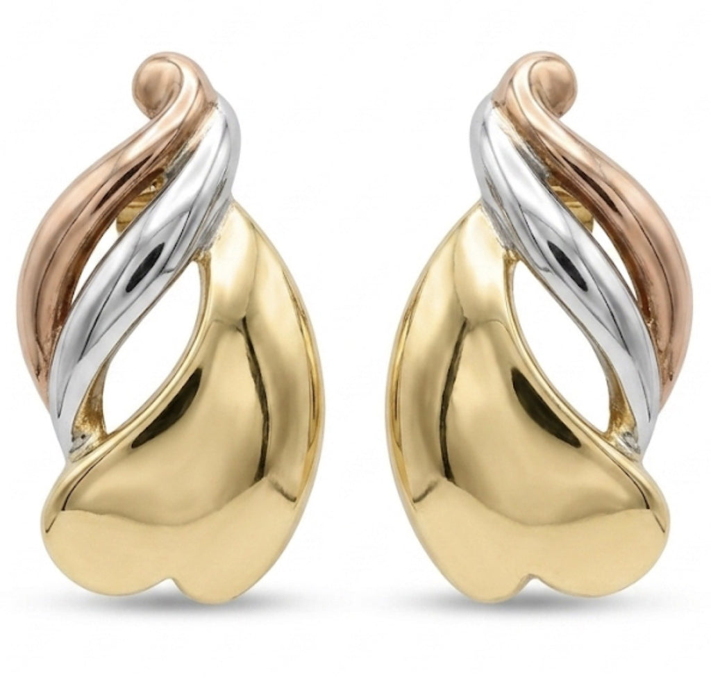 Aros Hojas Colores Colgantes Enchapado en Oro 18K