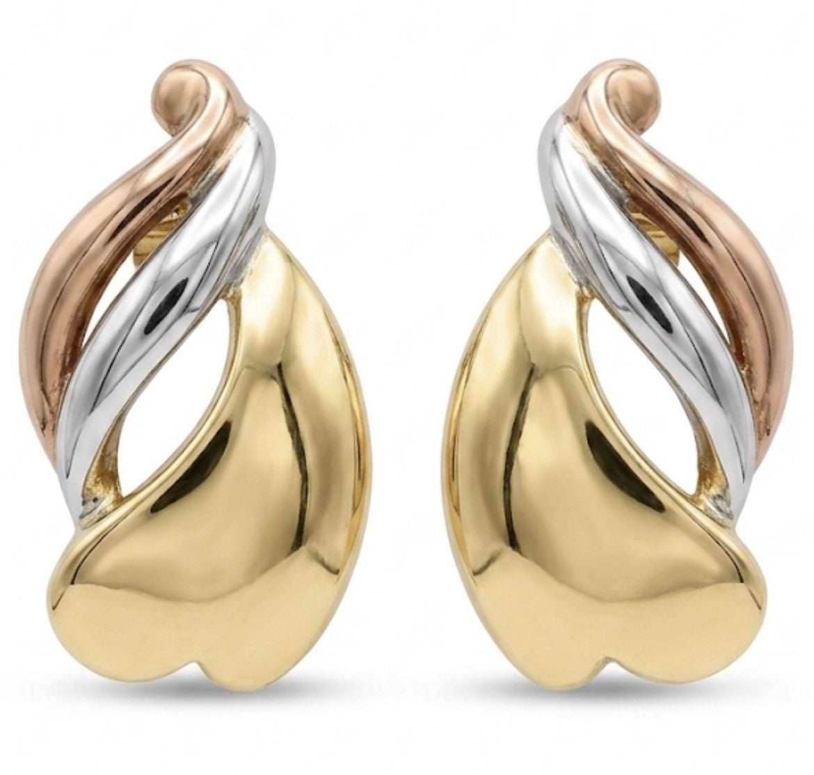 Aros Hojas Colores Colgantes Enchapado en Oro 18K
