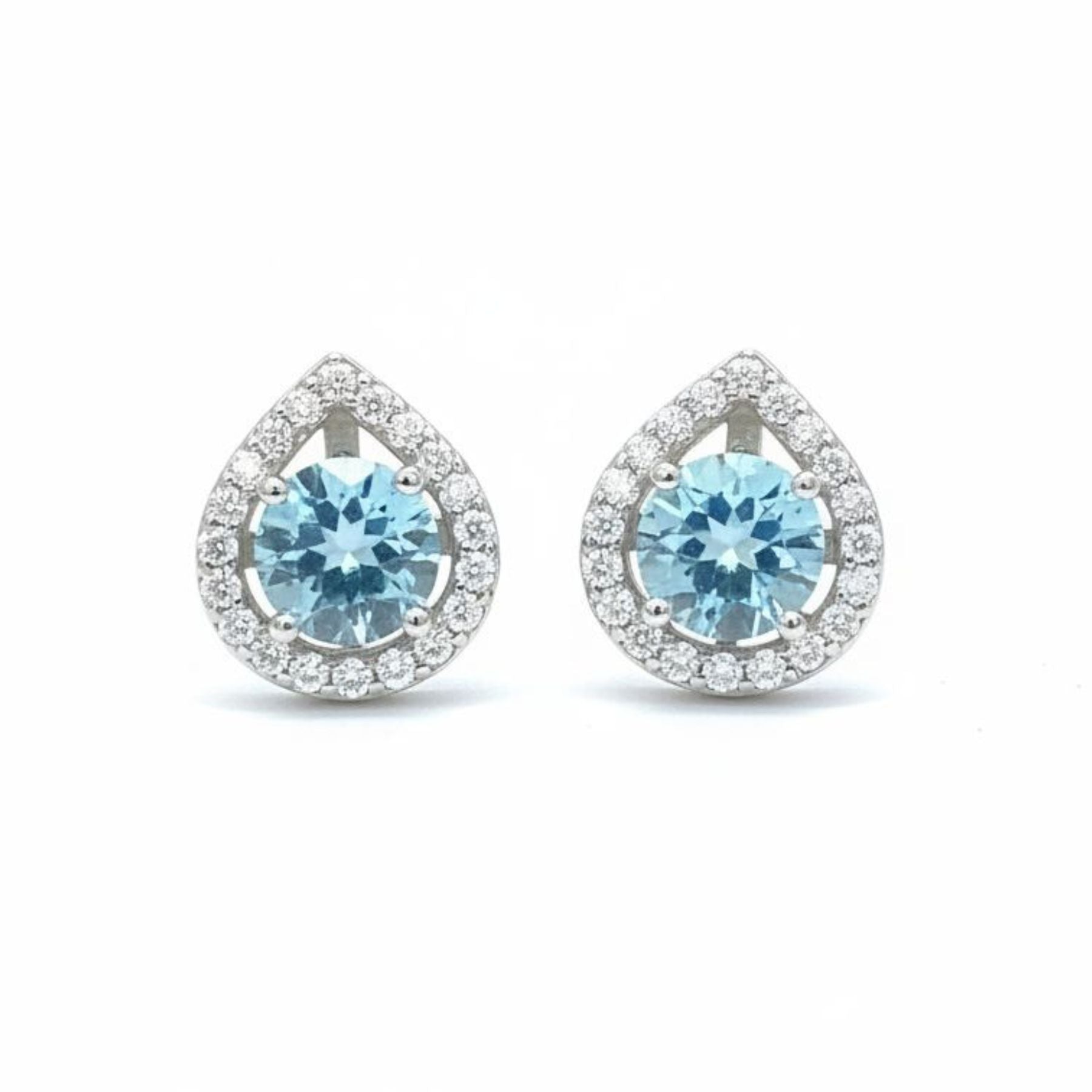 Aros Gota Zafiro Plata 925