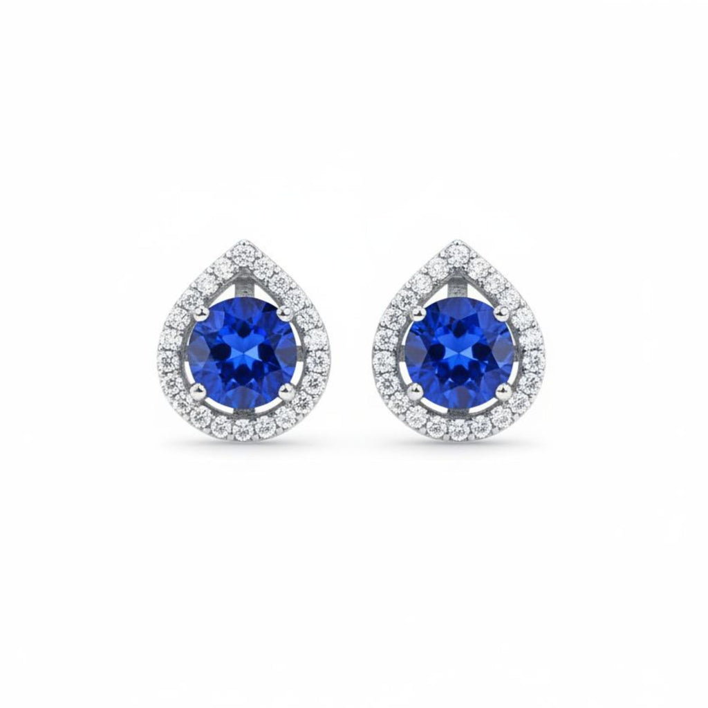Aros Gota Zafiro Plata 925