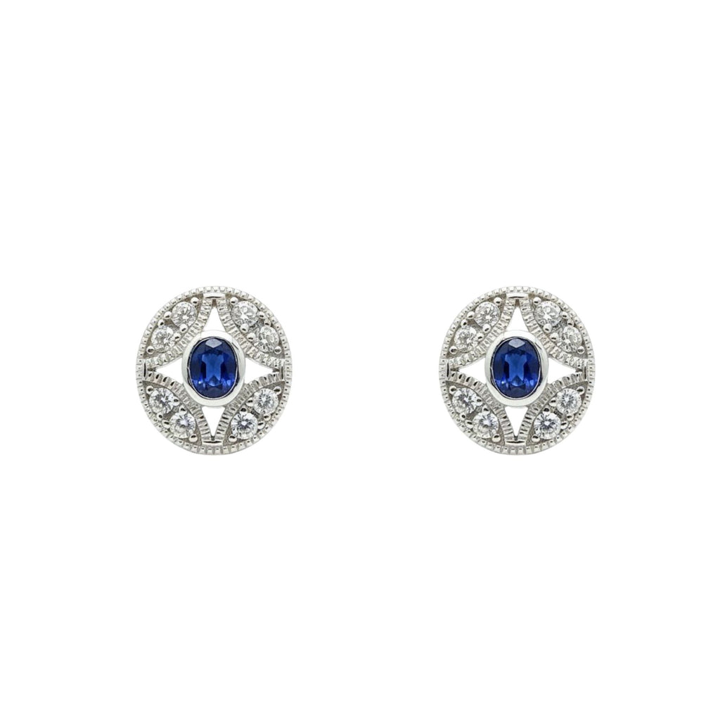 Aros Ovalado Zafiro y Circones Plata 925
