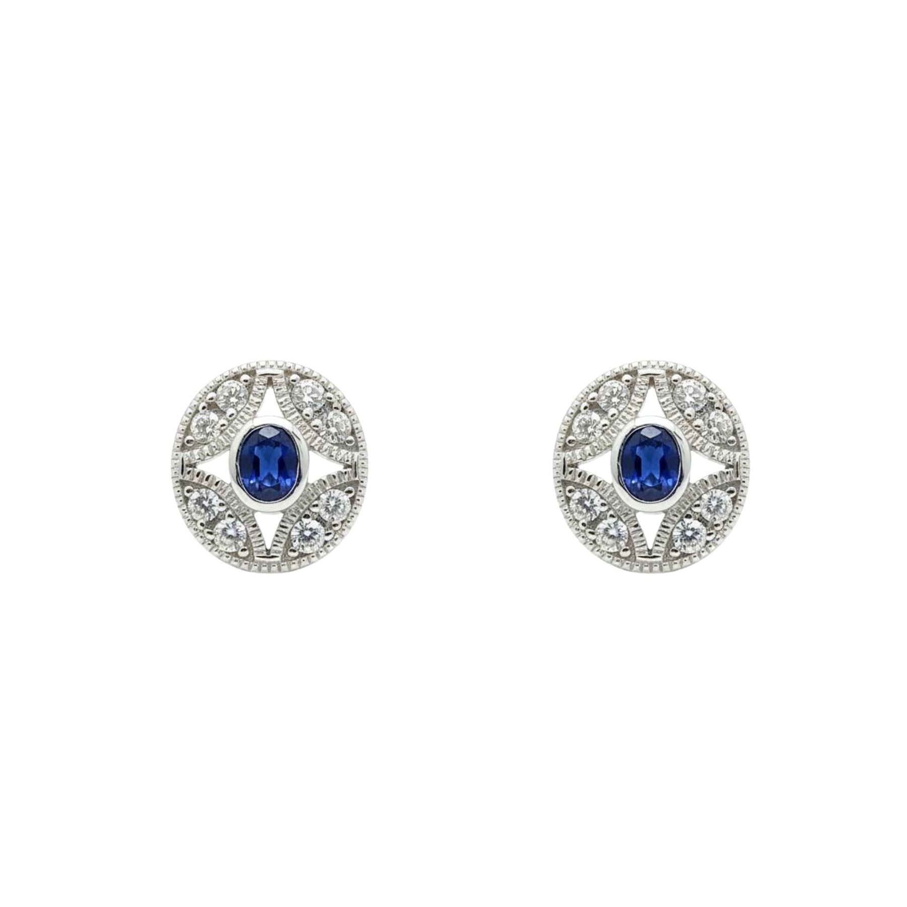 Aros Ovalado Zafiro y Circones Plata 925