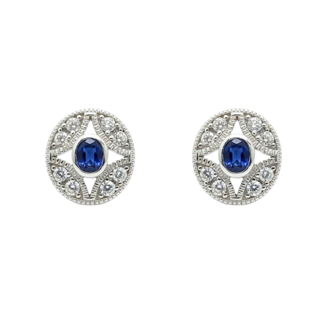 Aros Ovalado Zafiro y Circones Plata 925