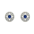 Aros Ovalado Zafiro y Circones Plata 925
