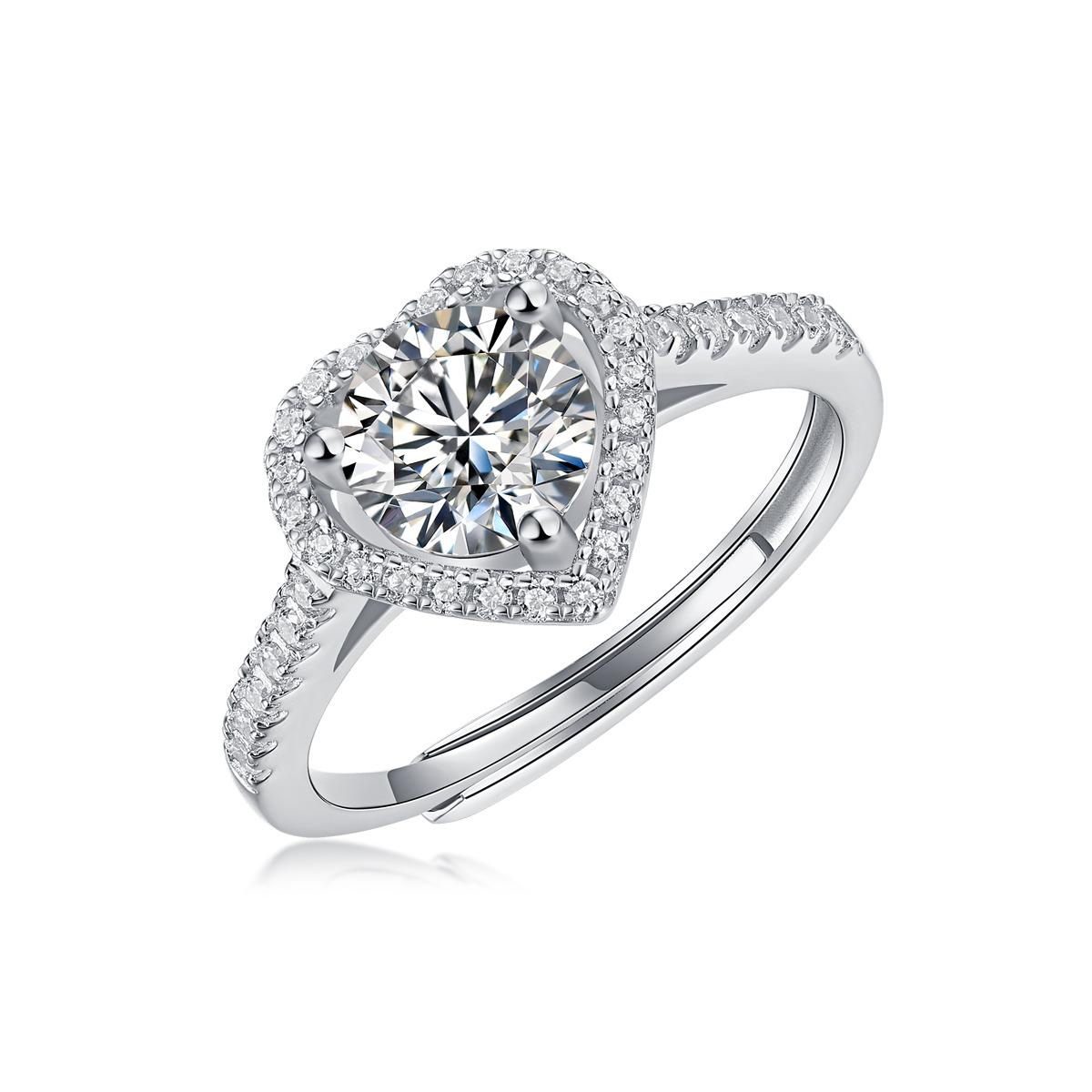 Anillo Corazón Halo de Moissanita en Plata 925