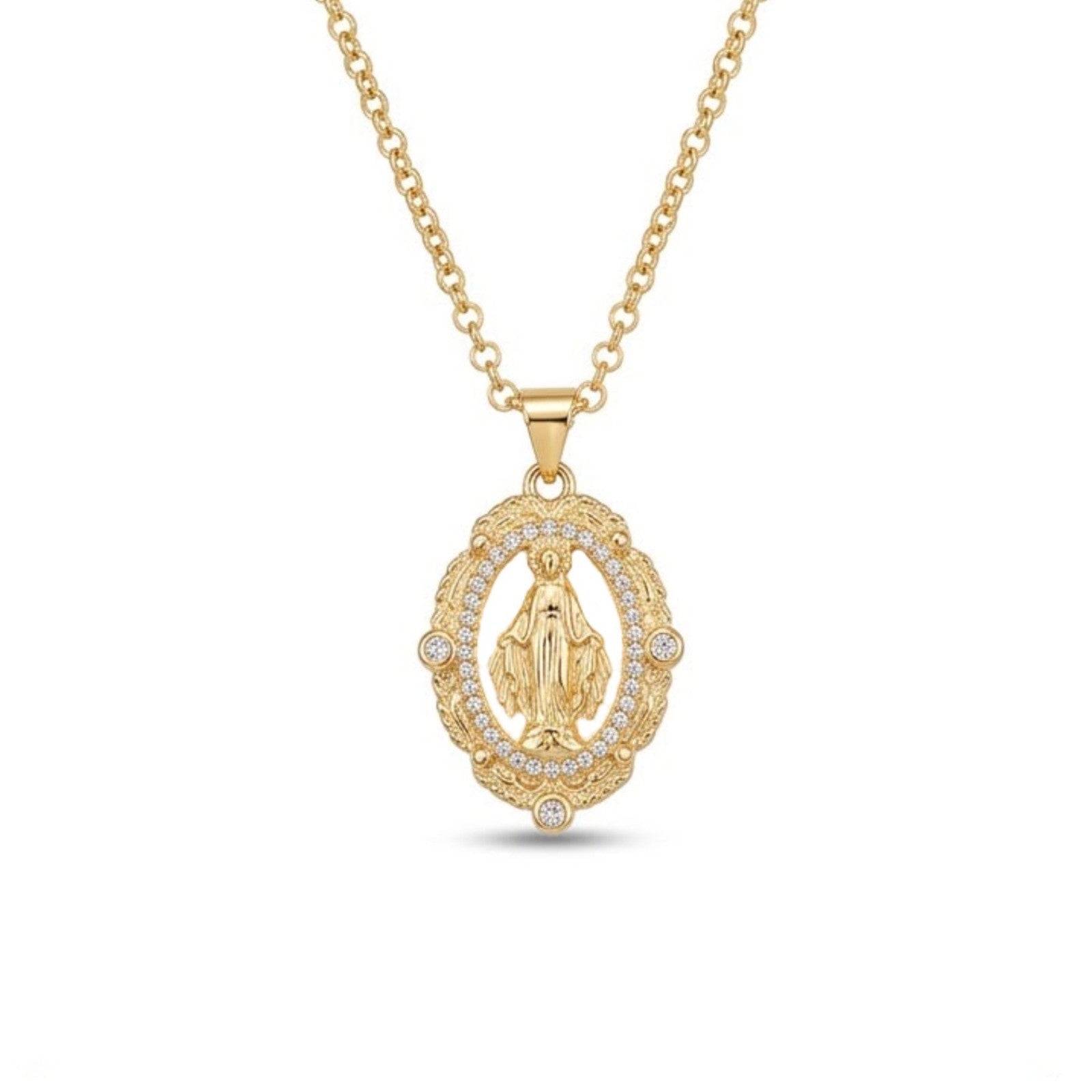 Collar Virgen Circones Enchapado en Oro de 18k