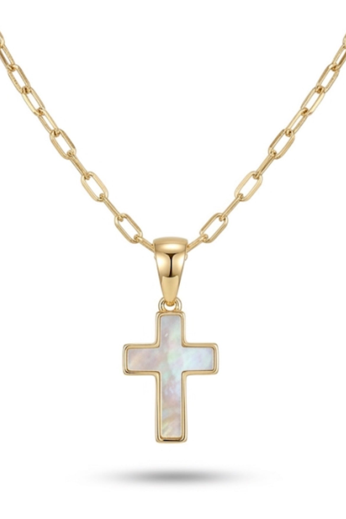 Collar Cruz Nácar Enchapado en Oro de 18k