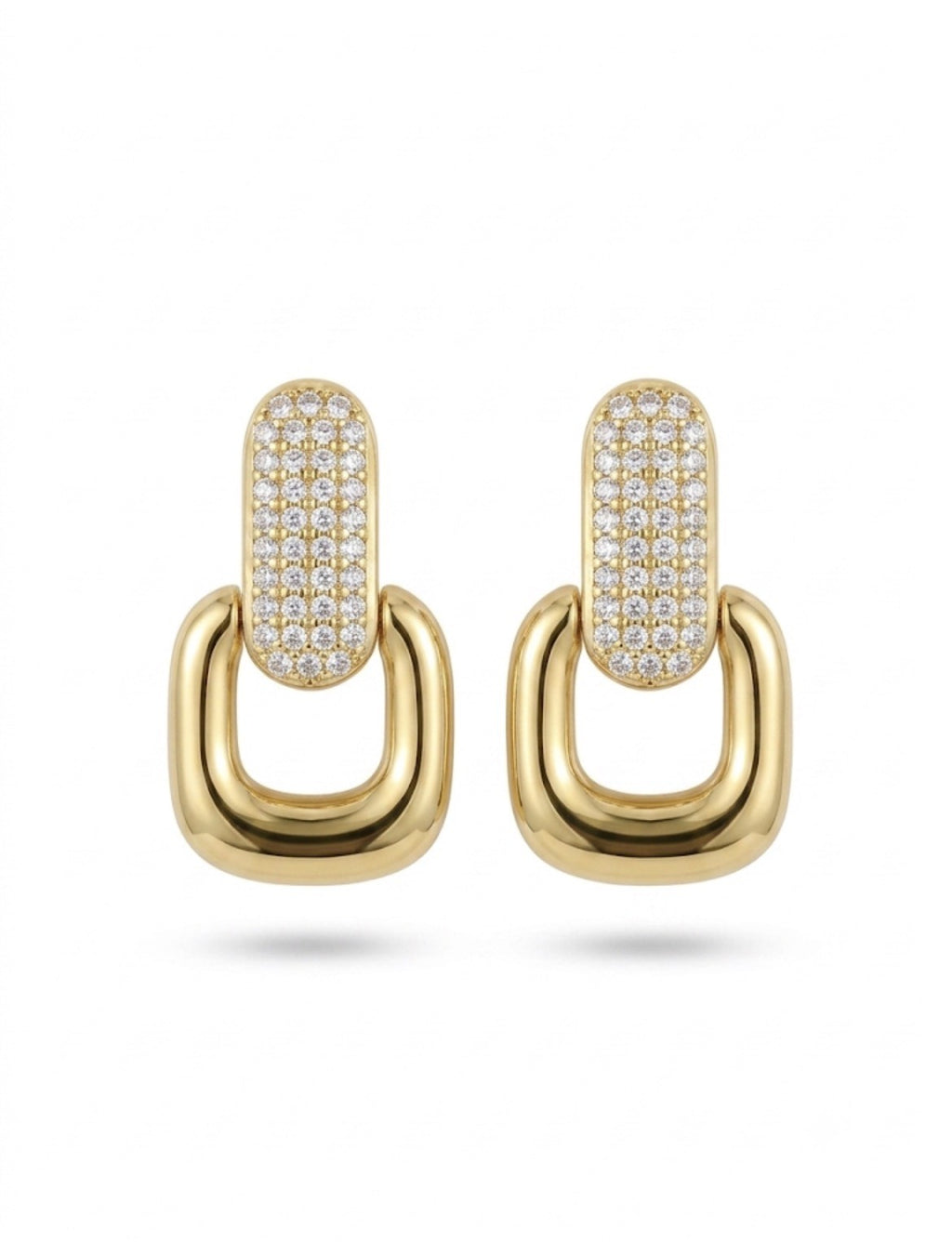 Aros Cuadrados Colgantes Enchapado en Oro 18K