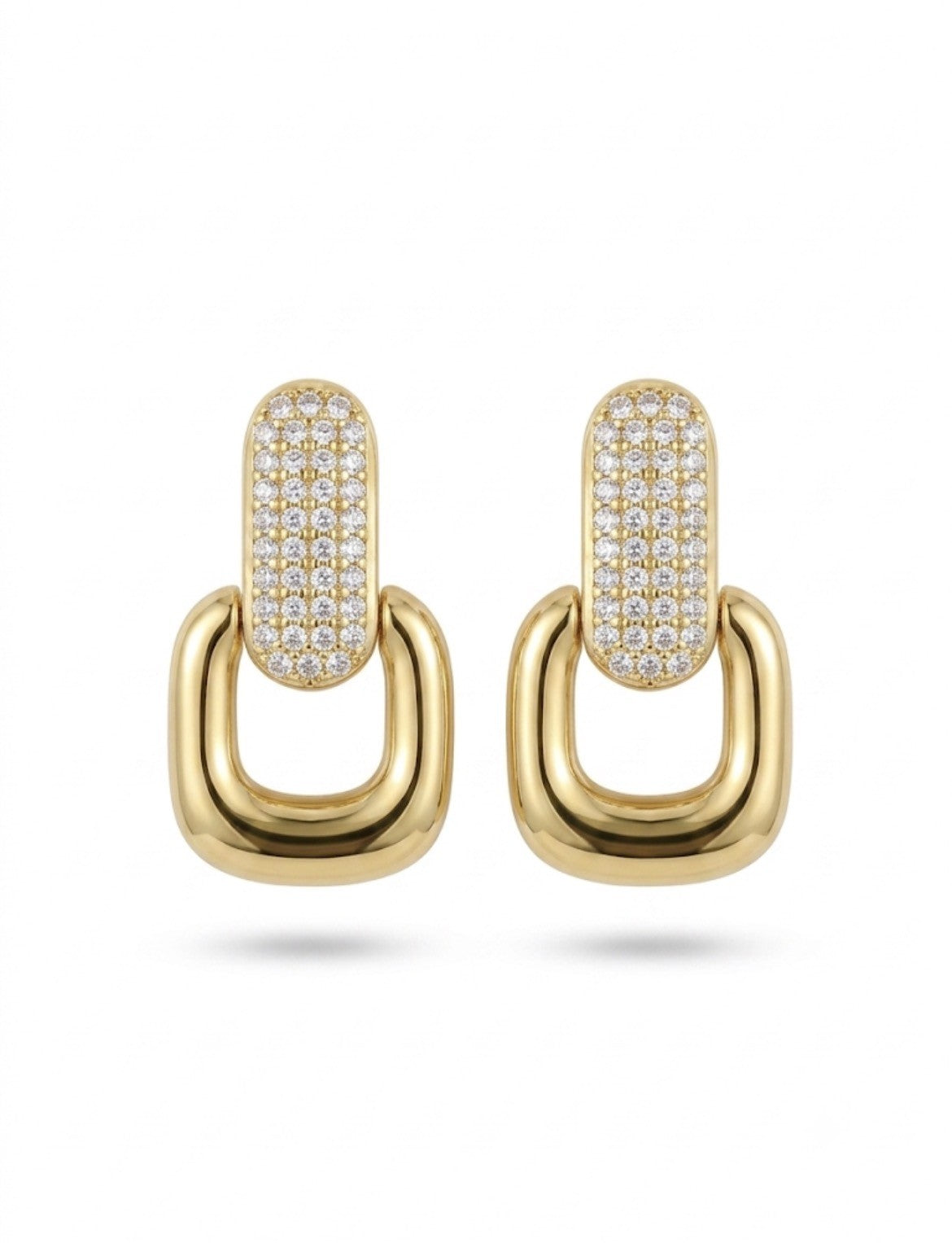 Aros Cuadrados Colgantes Enchapado en Oro 18K