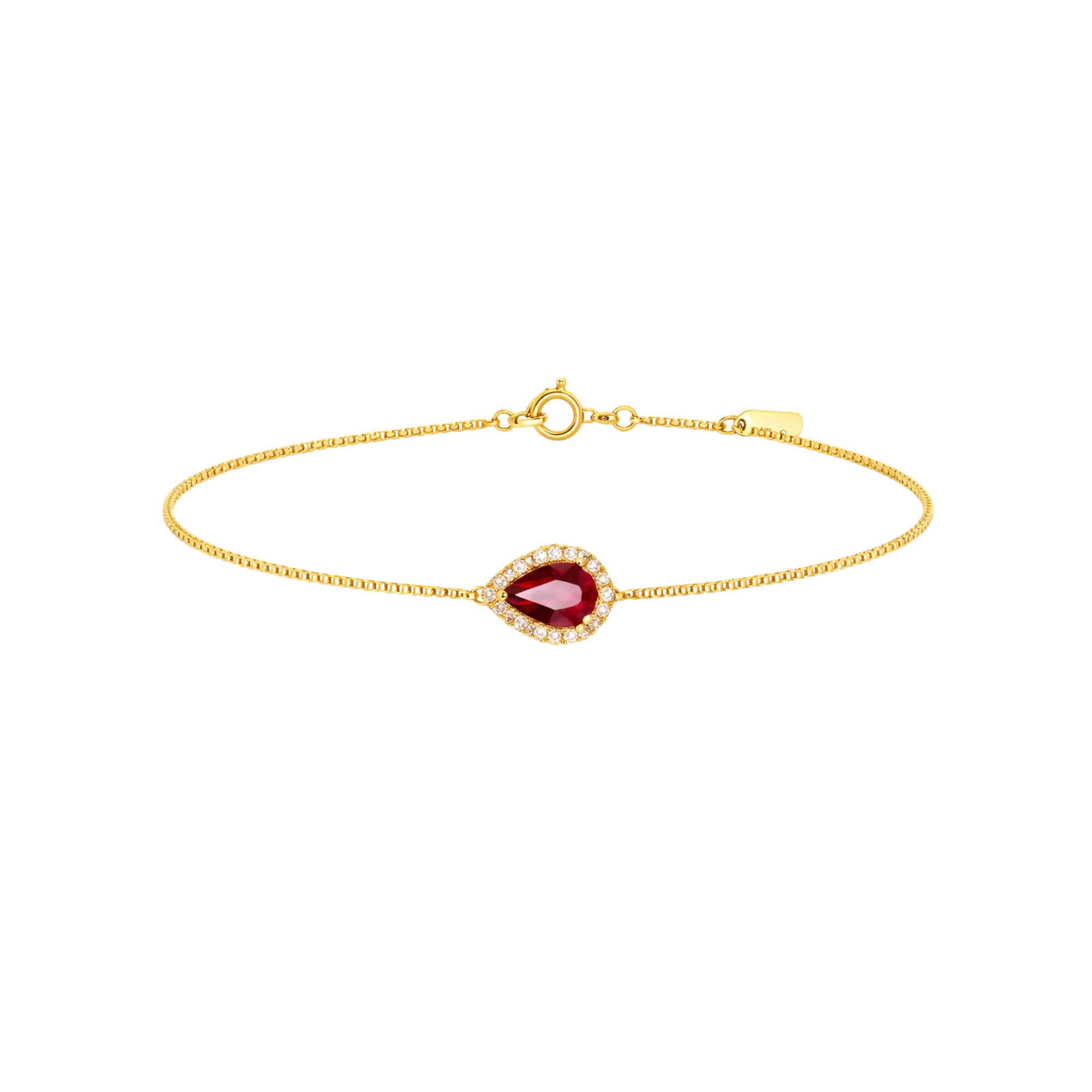 Pulsera Gota Rubí y Diamantes Oro de 18k