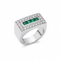 Anillo Triple Riel con Esmeralda plata 925