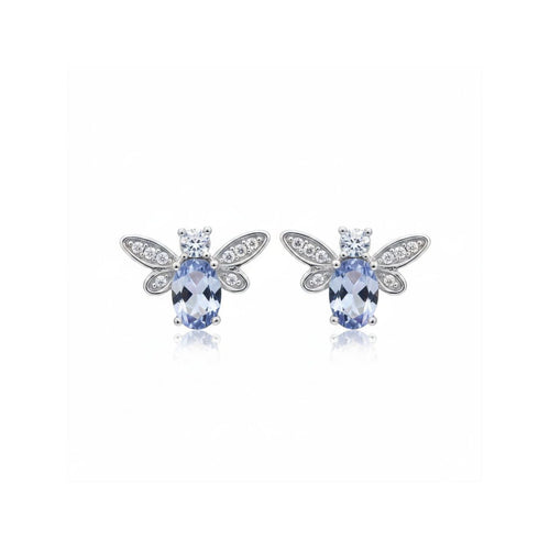 Aros Abeja Agua Marina Plata 925