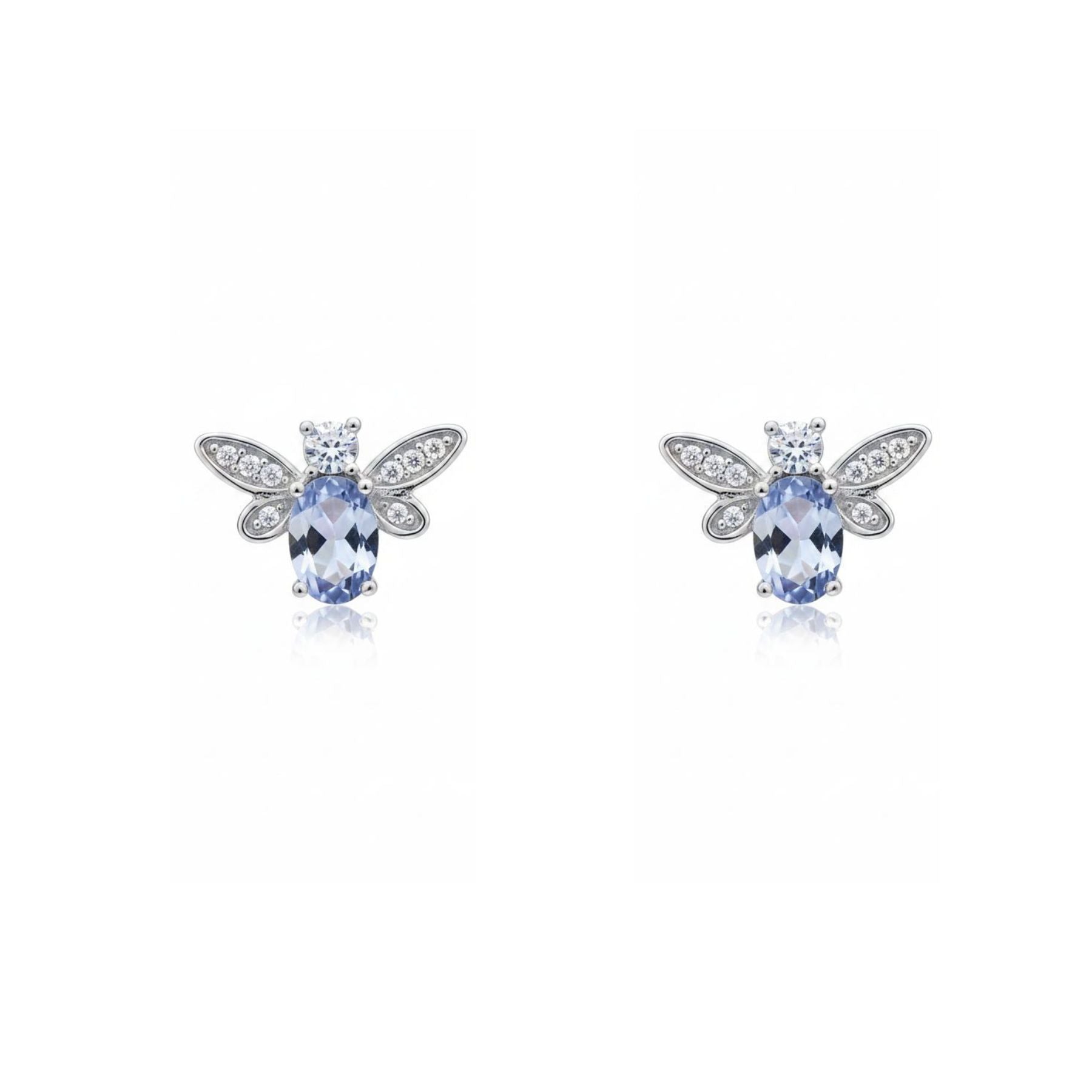 Aros Abeja Agua Marina Plata 925