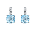Aros Agua Marina 4Diamantes Oro Blanco 18k