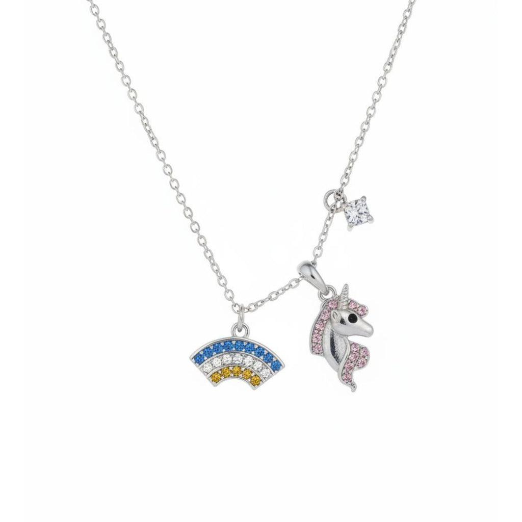 Collar Unicornio/Arcoíris Plata 925