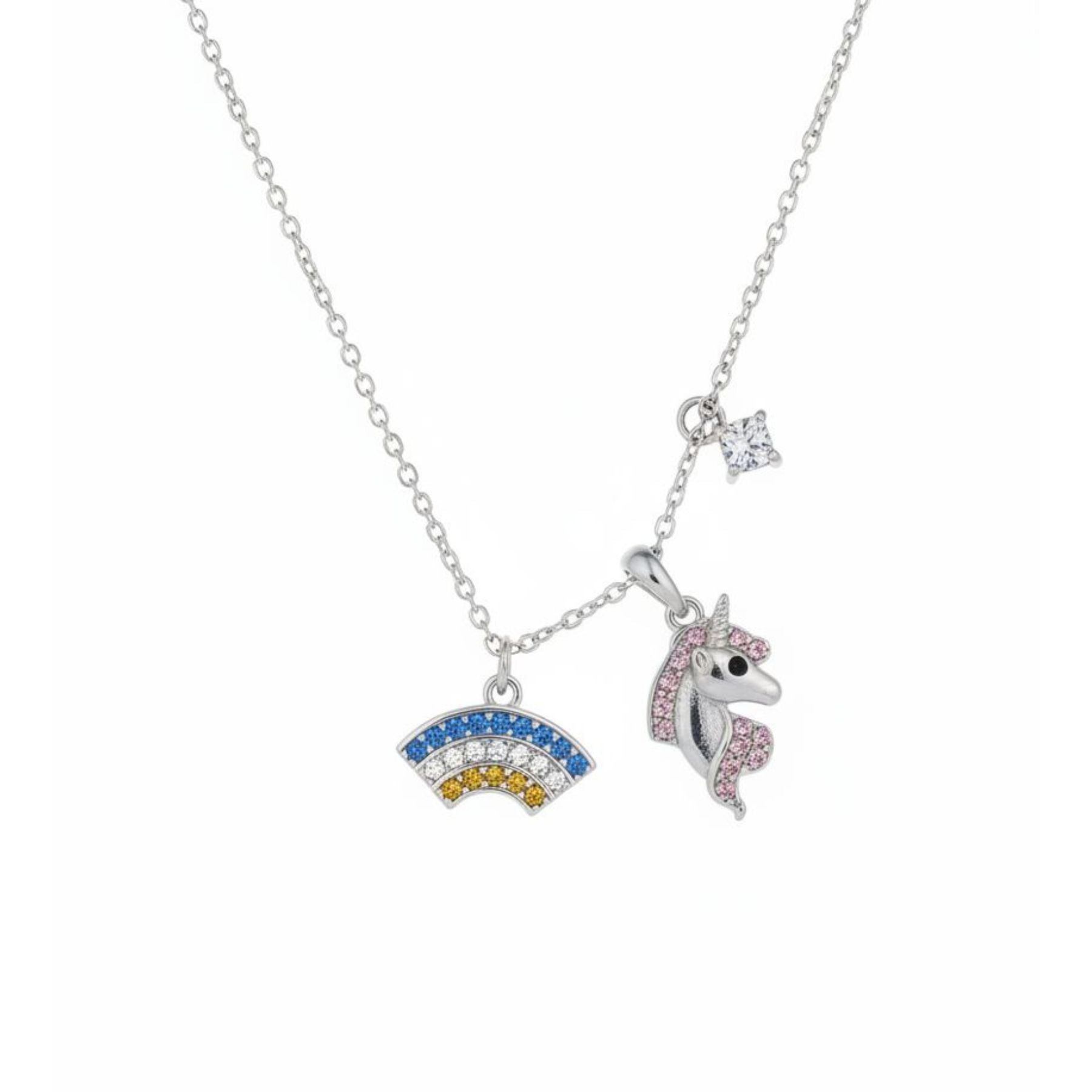 Collar Unicornio/Arcoíris Plata 925