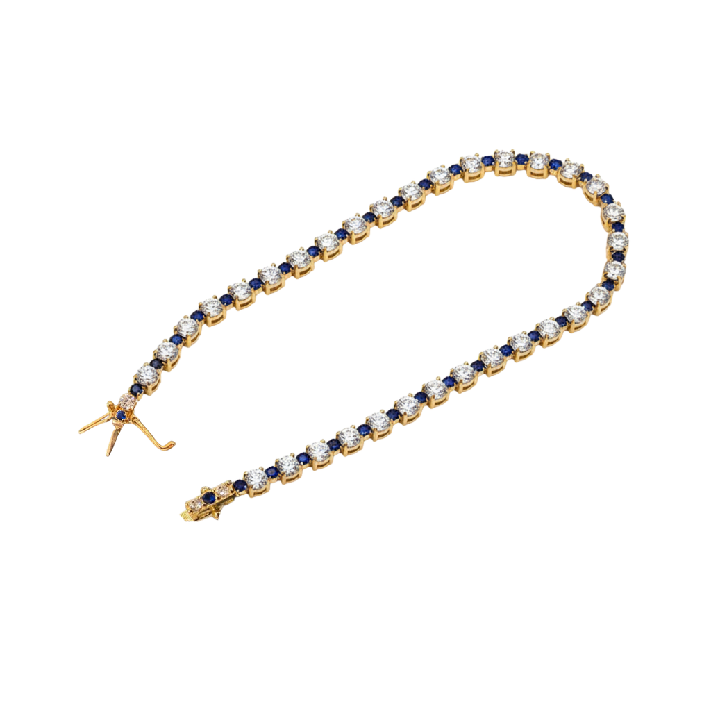 Pulsera Tenis Zafiros y Circones Oro de 18k