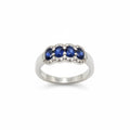 Anillo 3 Rosetas con Zafiro Plata 925