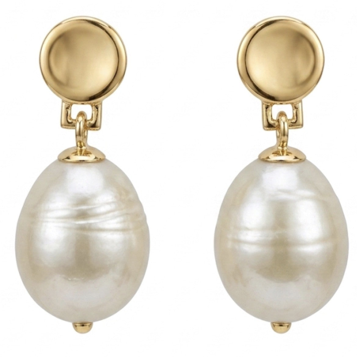 Aros Perla Colgantes Enchapado en Oro 18K