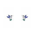 Aros Colibrí Azul/Verde Plata 925