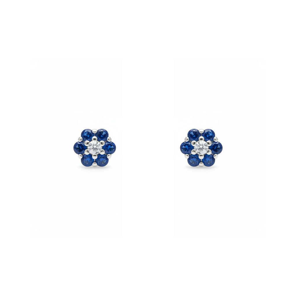Aros Flor Zafiro Plata 925
