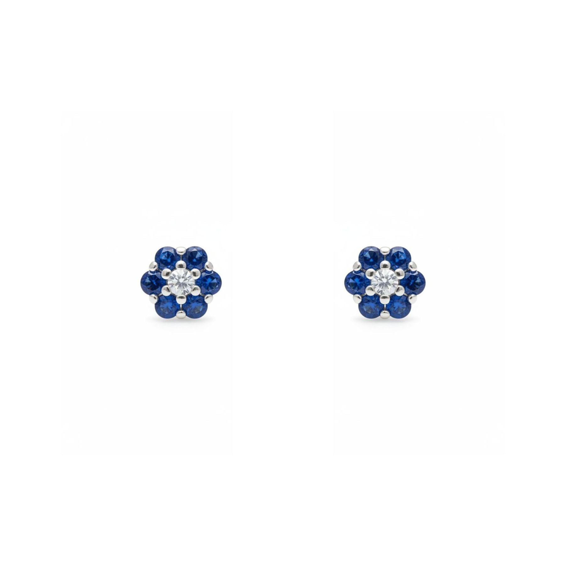 Aros Flor Zafiro Plata 925