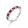Anillo Cintillo Rubíes y Circones Plata 925