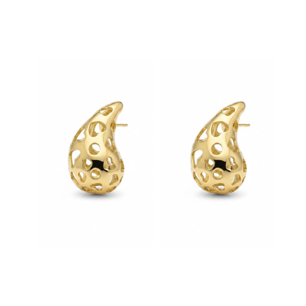 Aros Gota Calada Corazones Enchapado en Oro de 18k