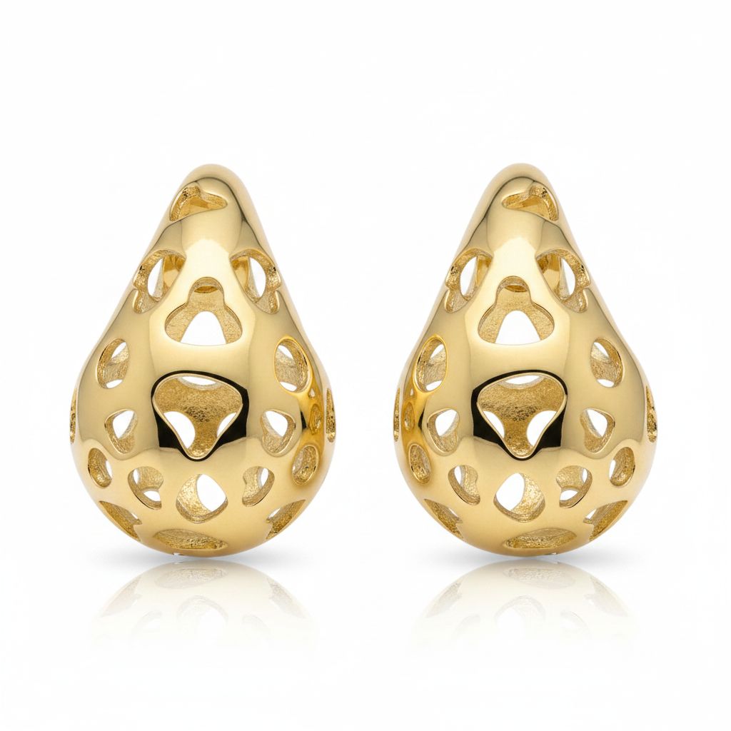 Aros Gota Calada Corazones Enchapado en Oro de 18k